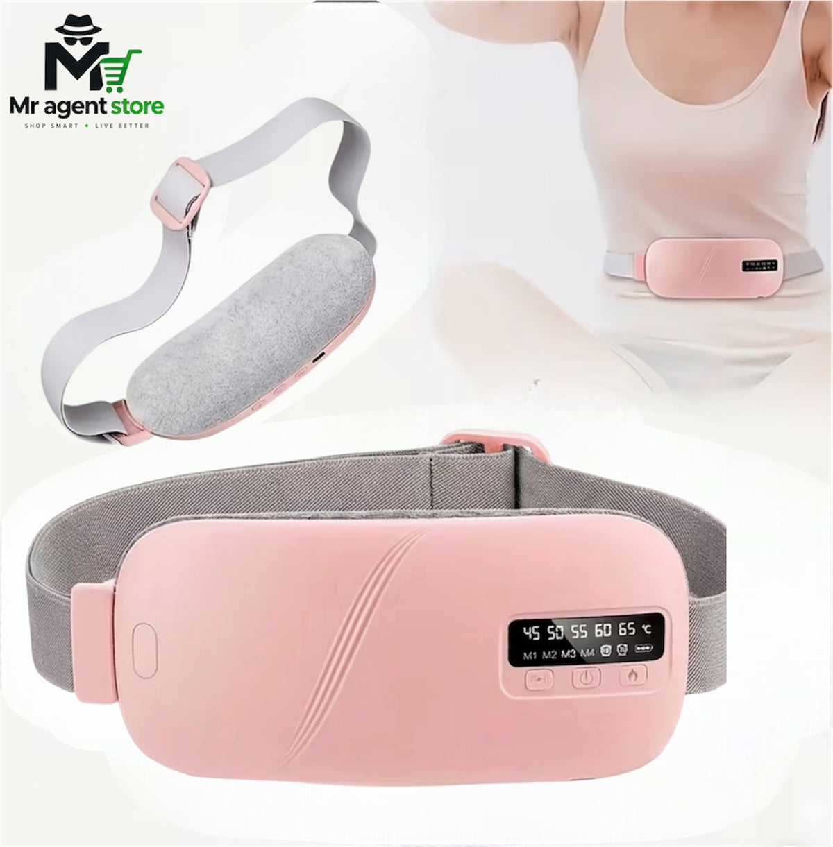 Luna by Mr Agent™ - Portable Comfort Belt | Warm + Vibration | USB-C | Pink