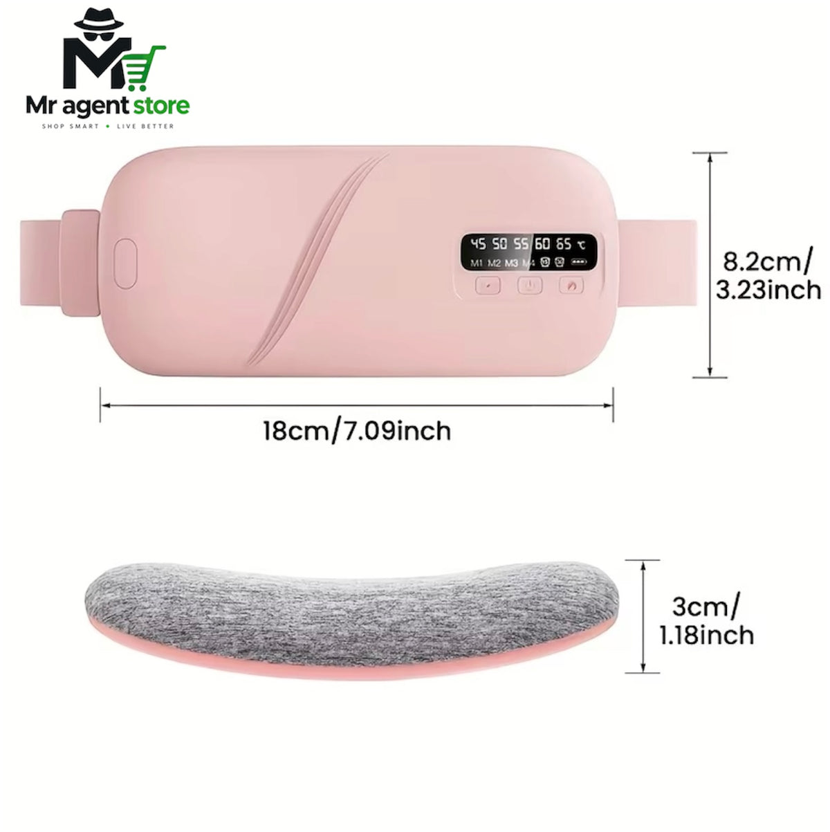 Luna by Mr Agent™ - Portable Comfort Belt | Warm + Vibration | USB-C | Pink